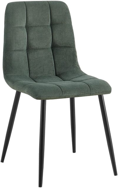 CLP Antibes Eetkamerstoel - klassiek - Metalen Frame - Belastbaar tot 150 kg - Corduroy - Ribstof/groen