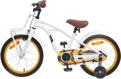 Kinderfiets - Jeugd Fiets Tweewieler - Fietsplezier Maken - Duurzaam Stalen Frame - 16 Inch - Wit