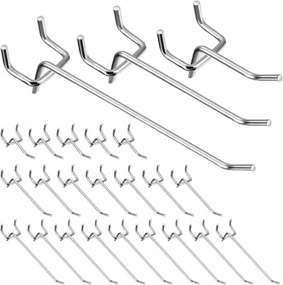 SnelShoppen - 50 Stuks Gatenwandhaken, Perforatiedeken Gereedschapshaken, Muurhaken voor Gereedschap, Eenvoudige Haken voor Gatenwand, Muurrek, Hangac