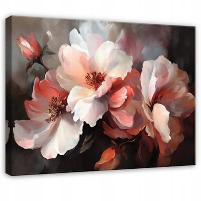 WALLARENA - Canvas schilderij - 100x70 cm - moderne 3D bloemen voor slaapkamer, salon en keuken