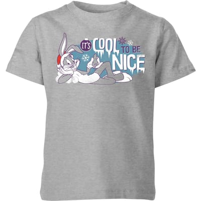 Looney Tunes Its Cool To Be Nice Kids' Christmas T-Shirt - Grey - 98/104 (3-4 jaar)