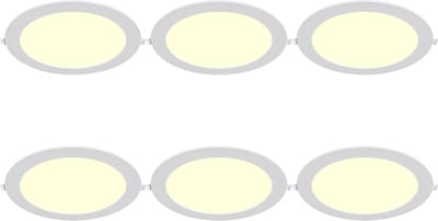 LED Downlight Inbouwspot Dimbaar 6 Stuks - Brinton Thin - 18W 1800lm 120° Bundelhoek - Warm Wit 3000K - IP40 - Rond - Wit - Ø229mm Buitenmaat - Ø205mm Zaagmaat