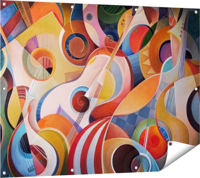 Gards Tuinposter Kleurrijke Gitaar Achtergrond - Abstract - 120x90 cm - Tuindoek - Tuindecoratie - Wanddecoratie buiten - Tuinschilderij