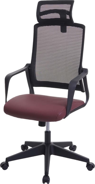 Bureaustoel MCW-J52, bureaustoel, ergonomische hoofdsteun, kunstleer ~ bordeaux-rood