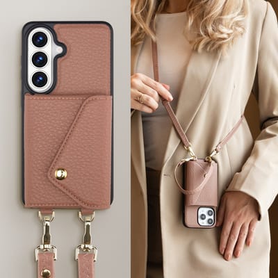 Selencia Hoesje - Geschikt voor Samsung Galaxy S26 - Sera Koordhoes met pashouder envelop - Old Pink