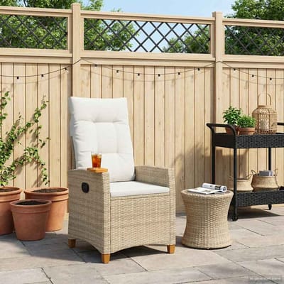 vidaXL - Verstelbare - stoel - met - theetafel - poly - rattan