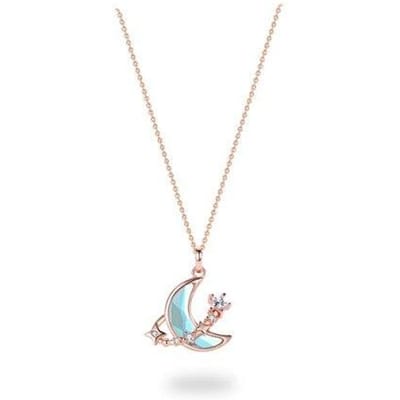 Roségoud Ster Maan Slaapliedje Ketting Voor Vrouwen Echt 925 Sterling Zilver Maansteen Sleutelbeenketting Mode Vrouwelijke Sieraden 45cm
