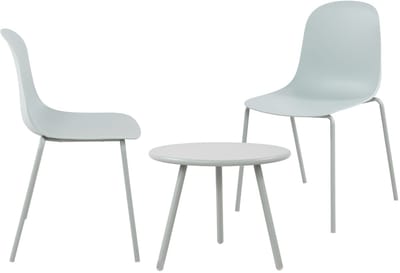 CLP Mindin tuinset - voor de tuin - loungeset - Set van tafel Minot en 2 x stoel Hardin - UV-bestendig - Tuinmeubelen - turkis