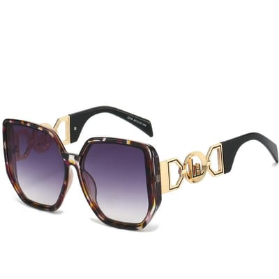 Nouveaux Lunettes de Soleil Carrées Dégradé Léopard de Luxe pour Femmes Personnalité Monture Métallique Design Creux Lunettes de Soleil Protection Solaire pour Hommes UV400 as  picture