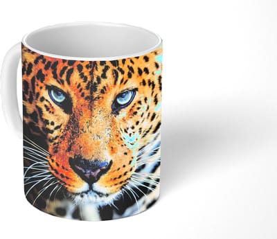 Mok - Koffiemok - Luipaard - Dieren - Portret - Wilde dieren - Zwart - Mokken - 350 ML - Beker - Koffiemokken - Theemok