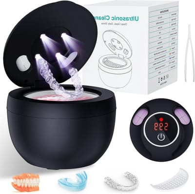 Ultrasone reiniger - Reinigingsapparaat - Mondhygiëne verzorgen - 45 kHz technologie - 200 ml inhoud - Wit