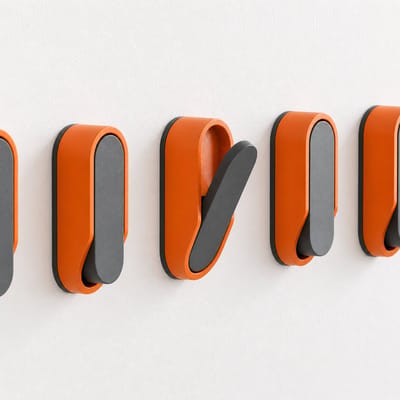 Set van 3 Opvouwbare Wandhaken – Inklapbare Kapstokhaken voor Jas, Tas, Handdoek en Sleutels – Moderne Wandhaak met Schroeven voor Hal, Badkamer en Slaapkamer – Oranje/Zwart