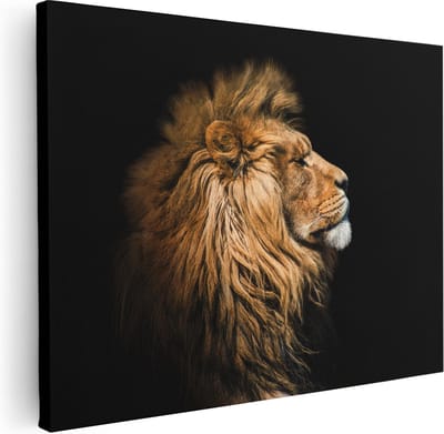 Artaza Canvas Schilderij Leeuwenkop - 40x30 cm - Klein - Muurdecoratie Dierenkop - Wanddecoratie Woonkamer - Kamer Accessoires Dieren