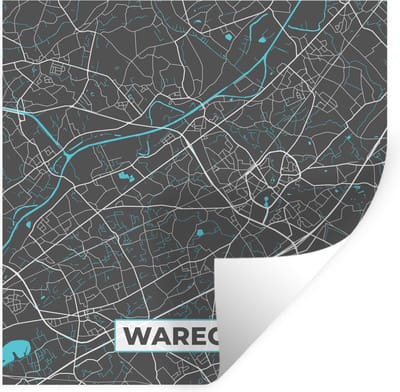 Muurstickers - Sticker Folie - Stadskaart – Grijs - Kaart – Waregem – België – Plattegrond - 100x100 cm - Plakfolie - Muurstickers Kinderkamer - Zelfklevend Behang XXL - Zelfklevend behangpapier - Stickerfolie