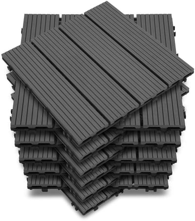 Terrastegels Composiet - Balkontegels Kliksysteem - Buitenruimte Vernieuwen - Eenvoudige Installatie - 4 m² 44 stuks - Antraciet