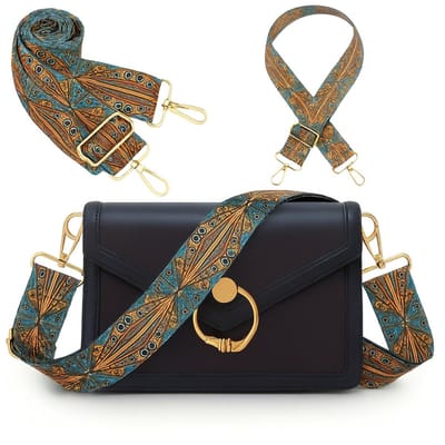 Stijlvolle Verstelbare Bag Strap – Goudkleurig Metaal – Schouderband – Tas Hengel – Verstelbare Tassenriem Voor Iedere Tas! – Peacock Patroon