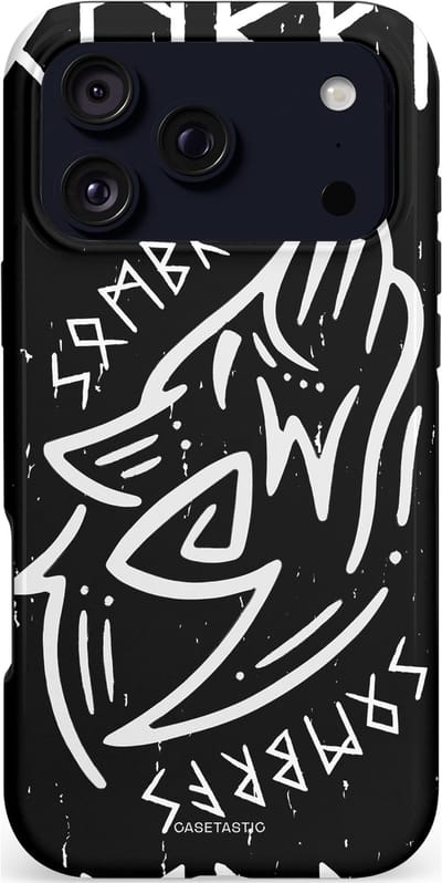 Casetastic hoesje geschikt voor Apple iPhone 17 Pro Max - MagSafe - Dubbellaagse bescherming - Wolvenkreet - Fashion Case - Zwart Grijs Wit