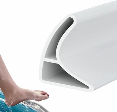 Water Stopper Douche - Waterkering Douche - 100*2*3cm Zelfklevende Waterstopper - Zelfklevende rubberen baddam -Badkamerdrempel - Vrij op maat te snijden - Geschikt voor badkamers, keukens en hotels - Wit