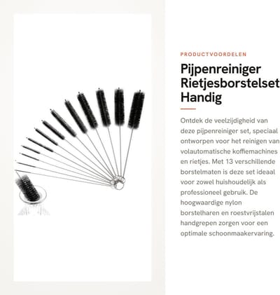 Solidchoice- Pijpenreiniger 13 stuks - Rietjesborstelset - Flessenborstel - Melkslangborstel - Nylon borstelharen - Roestvrijstalen handgrepen - Lengte 210 mm