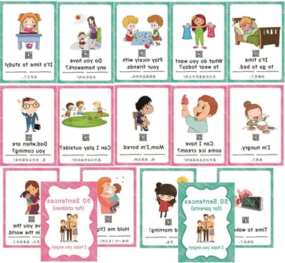 100 Gesprekken Suggesties voor Ouders en Kinderen, Engelse Woordkaarten voor Vroeg Onderwijs, Montessori Educatieve Materialen voor Thuisonderwijs