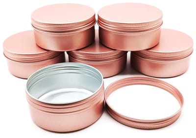 Dailygoods- Cosmetische Pot 150ml - Aluminium Blikken - 6 Stuks - Matte Roze - Schroefdop - Lichtgewicht - Lekvrij - Opbergpot