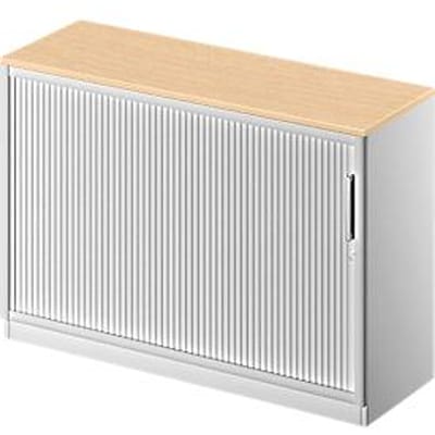 Schäfer Shop  Genius Roldeurkast TETRIS SOLID, 2 ordnerhoogten, B 1200 x D 413 x H 818 mm, met legbord en afdekplaat, esdoorn/blank aluminium