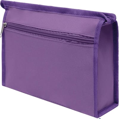 Famanu - Toilettas, 28 x 18 x 8,5 cm, schoonheidstas met ritssluiting, voorvak in 6 kleuren, opvouwbaar, licht, voor vliegreizen en vakanties, paars, modern, Violet, Modern design