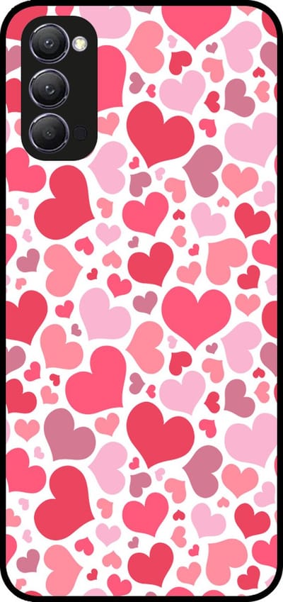 Smartphonica Telefoonhoesje Geschikt voor Oppo Reno 4 5G met Hartjes Print - Hearts Design TPU Backcover Case - Kinder Hoesje met Hartjes Design geschikt voor Oppo Reno4 5G
