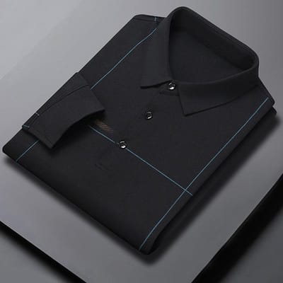 Herfst Nieuw T-shirt met Lange Mouwen Heren Revers Middenleeftijd Herenmode Casual Onderlaag Pullover T-shirt Poloshirt voor Heren XXXXL gray