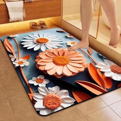 Driedimensionale Bloemen Vloermat Badkamer Diatomeeënaarde Antislip Vuilafstotend en Sneldrogende Vloermat Huishoudelijk Waterabsorptie Tapijt 50*80cm