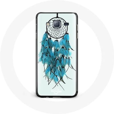 Coque pour Samsung Galaxy j3 2016 Attrape Rêve Bleu Fond Blanc
