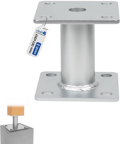Paalhouder - Paalvoet Paaldrager - Stevig Bevestigen - Thermisch Verzinkt Staal - 100 x 100 mm - Zilverkleurig