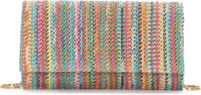 Raffia Clutch Tas - Rieten Handtas - Zomerse Uitjes - Met Schouderband - 24 x 15 x 4 cm - Natuurlijk