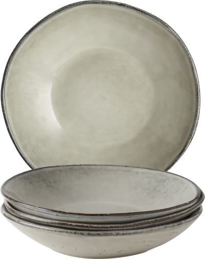 Dutch Rose Organic Diepe Borden set van 4 - Ø 23,5cm - Stoneware Handgemaakt - Creme