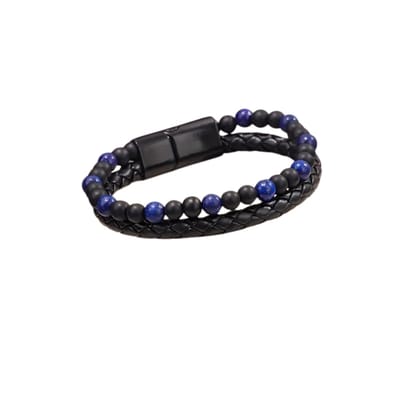 Livano Armband - Staal - Nep Zilver - Heren - Blauw