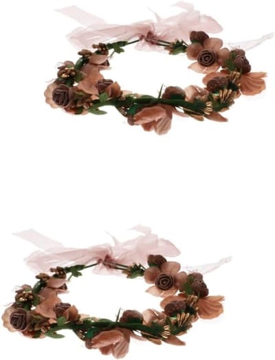 Bloemen Krans - Bloemen Hoofdband - Feestelijke Gelegenheden - Levensecht Design - 20 x 18 cm - Meerkleurig