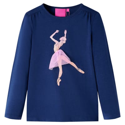 vidaXL - Kindershirt - met - lange - mouwen - 128 - marineblauw