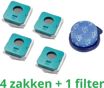 4 x zakken hoogwaardige vervanging voor SAMSUNG BESPOKE JET + 1 filter HEPA compatibel VS20A958FWN - VS20A95923B/AA stok stofzuiger-onderdelen-het onderdeelnummer van het origineel is: Samsung VCA-ADB952 -schoonmaakstations