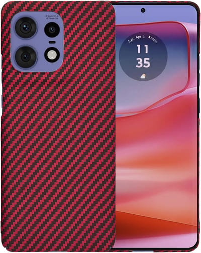 Hoesje geschikt voor Motorola Edge 50 Pro - Techsuit Carbonite FiberShell Carbon Back Cover - Rood