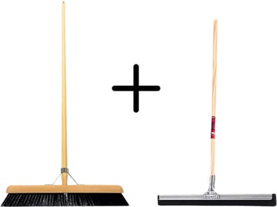 Synx Tools Paardenhaar 50cm + Vloertrekker 45cm met Steel 150cm - Kamerveger – Vloerreiniger – Moppen – Zachte binnenbezem met steel 150cm