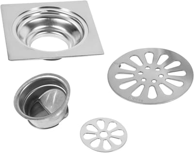 Vierkante Afvoerput - Douchegoot Bodem - Water Afvoeren - Geurstopper Insecten - 10x10cm - Zilver