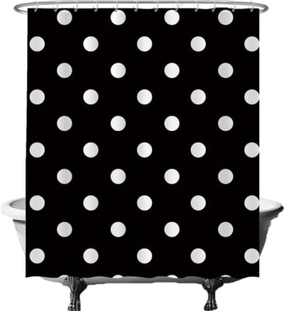 Ulticool Douchegordijn - Zwart Wit Polka Dot Stippen - 180 x 200 cm - met 12 Ringen Wit - semi Transparant - anti Schimmel