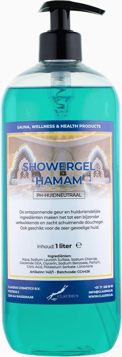 Claudius Douchegel Hamam 1 liter - met gratis pomp - Showergel