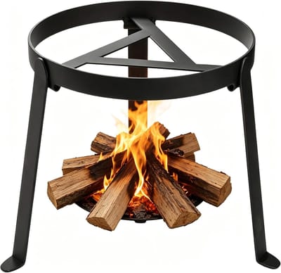 Vuurplaats standaard - Metalen basis - Buiten koken - Driepuntshouder - 25 x 25 x 25 cm - Zwart