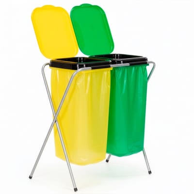 Vuilniszakkenhouder - Frame voor Afvalzakken - Standaard - 2 delen - Geel/Groen - 20 Kg