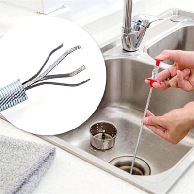 Ontstoppingsveer – Gootsteenontstopper Veer – Ontstoppen van Gootsteen / Afvoer / Doucheputje / Riool – RVS – 60 cm