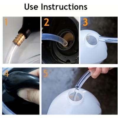 1 Multifunctionele Draagbare Zuigpomp met Flexibele PVC-Slang, Geschikt voor Diesel, Benzine, Water en Zwembadbrandstof, Essentieel Gereedschap voor Auto's