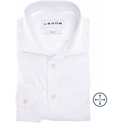 Ledub modern fit overhemd - popeline - wit - Strijkvriendelijk - Boordmaat: 37