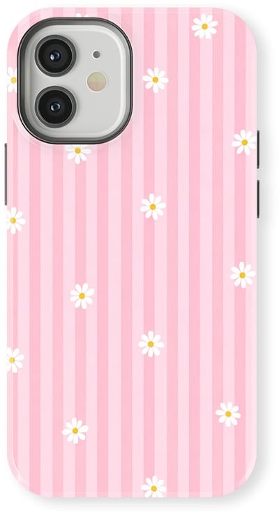 DripCase Hoesje geschikt voor iPhone 12 | Happy Stripes Motief | Magnetisch Opladen | 2-in-1 Ontwerp | Vrolijke Backcover geschikt voor iPhone 12 Daisy Blush