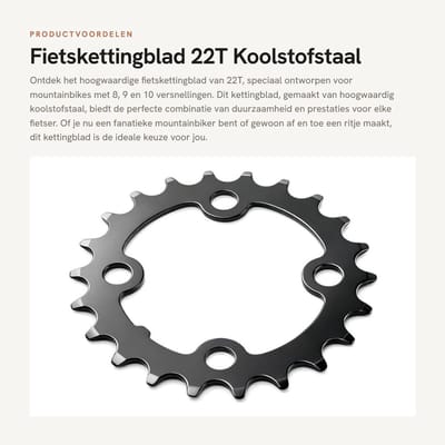 Dailygoods- Fietskettingblad 22T - Koolstofstaal - 64 mm BCD - 8/9/10 Versnellingen - Slijtvast - Uniek Tandvormontwerp - Kettingblad